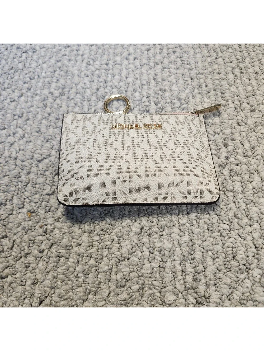 Michael Kors Monogram Zip Card Holder Wallet with Key Ring